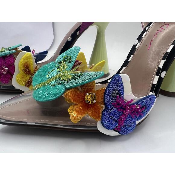 Betsy Johnson Women's Kamilla Butterfly Sequin Vinyl Pumps Size 7  Sassy 4" Heel - Picture 15 of 15